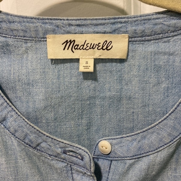 Madewell Chambray Embroidered Ruffle Button Down EUC - Picture 6 of 9